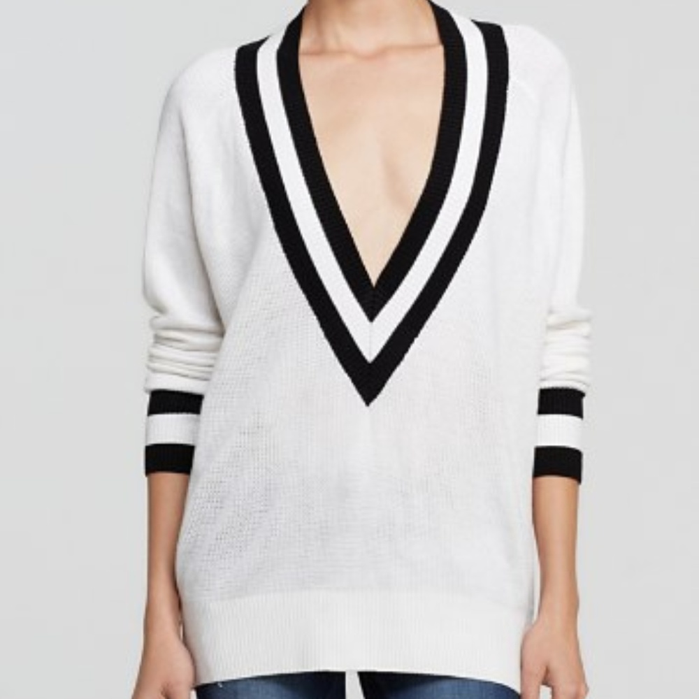 UNIQ deep V varsity sweater size S NWOT